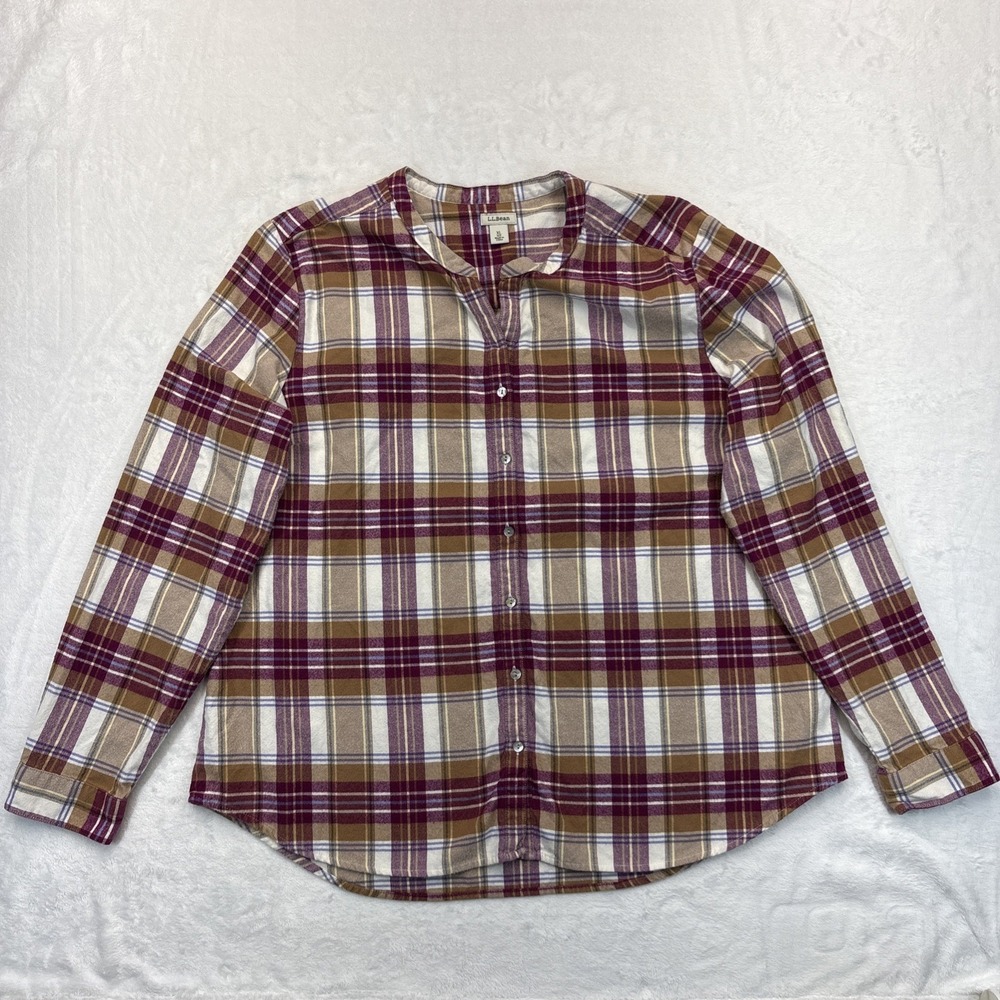 L.L. Bean Women's XL Plaid Flannel Popover Tunic Cottagecore Boho